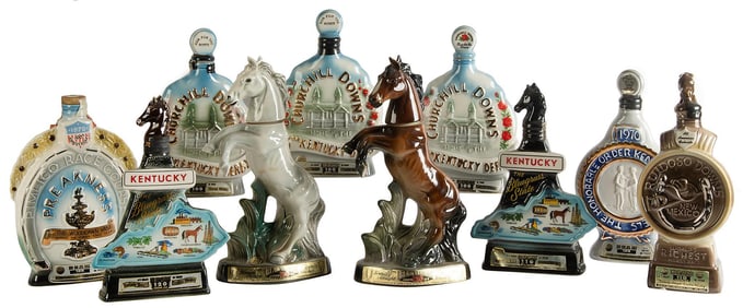 Vintage Jim Beam Kentucky Equestrian Related Porcelain Decanters