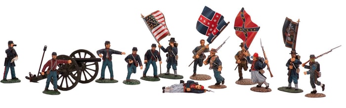 A Large Group of Civil War Frontline Figures Metal Soldiers
