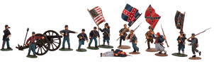 A Large Group of Civil War Frontline Figures Metal Soldiers