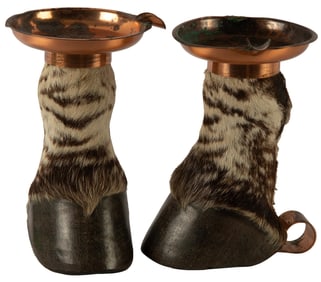 A Pair of Zebra Hoof Ash Trays