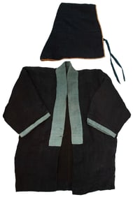 Vintage Japanese Blue Indigo Cotton Hanten Jacket Plus