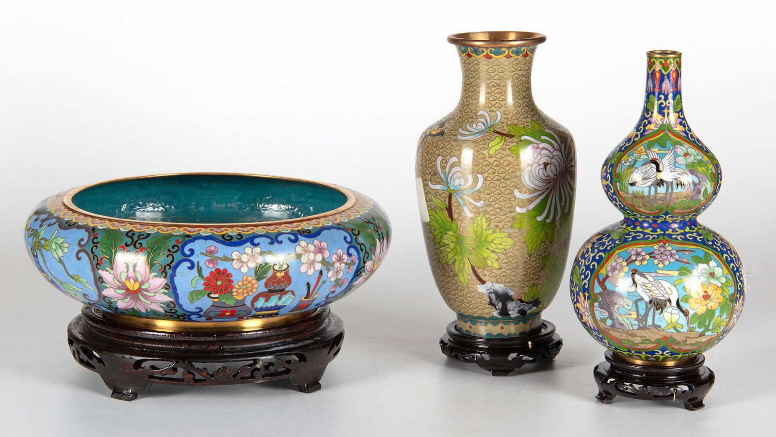 Grouping of Chinese Cloisonne Tablewares (1 of 3)