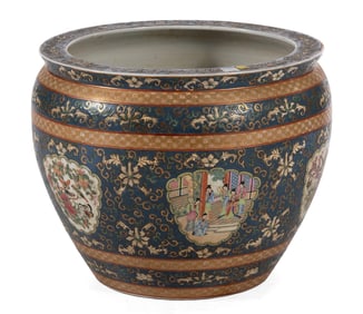 Chinese Polychrome Decorated Porcelain Fish Bowl/Planter