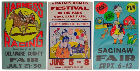 A Group of Vintage American Carnival & Fair Posters
