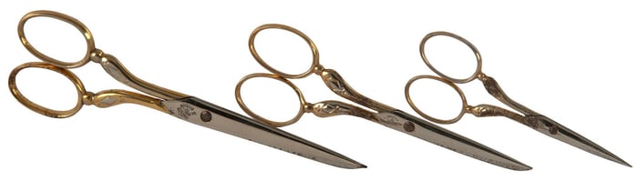 Set of Ed Wusthof Solingen Gold Plated Scissors