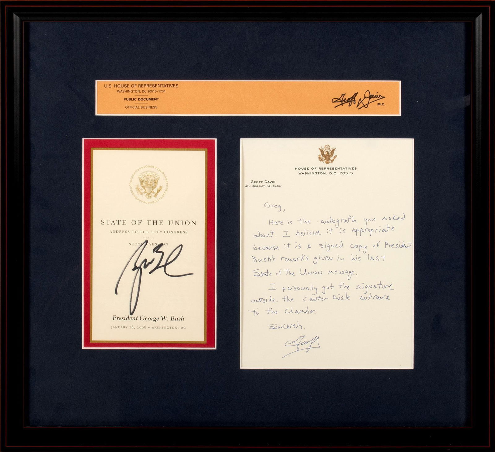 George Bush Signed State of the Union Document (1 of 1)