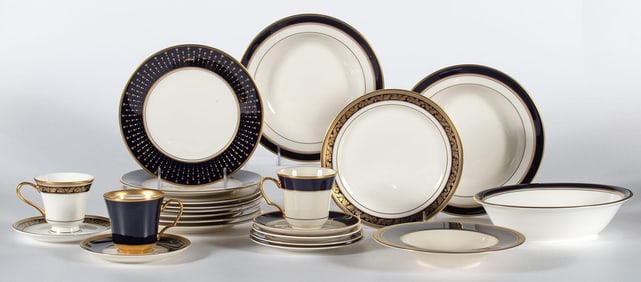 Pickards Blue and Gold Rimmed Fine China