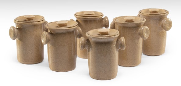 A Group of 6 Catawba River Pottery Lidded Vessels