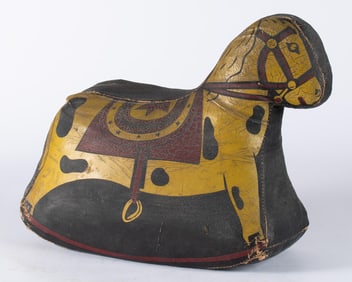 Antique Painted Canvas Nursery Rocking Horse