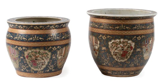 Two Chinese Polychrome Decorated Planters