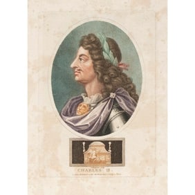A Colored Engraving of Charles II by J. Chapman (British)