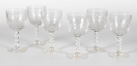 A Grouping of Justin Tharaud Brookdale Pattern Crystal Water Goblets