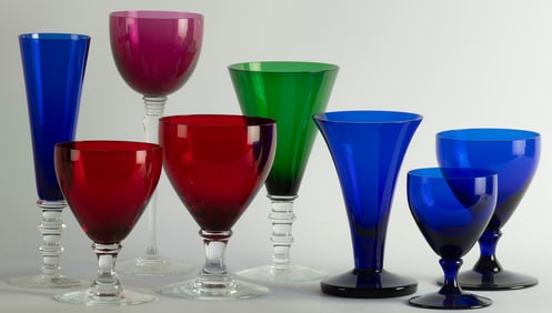 Grouping of Various Cobalt Blue Glass Stemware