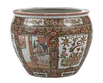 Chinese Polychrome Decorated Porcelain Planter