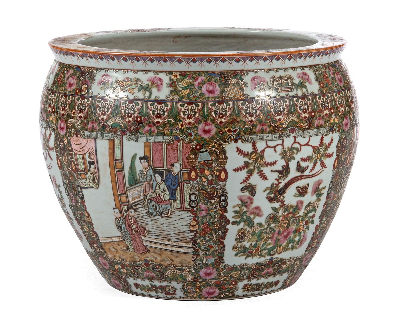 Chinese Polychrome Decorated Porcelain Planter (1 of 2)
