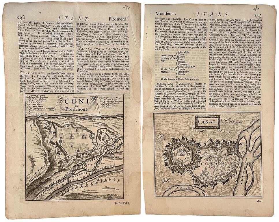 Italian City Maps by Hermann Moll Lot of 2 (1 of 4)