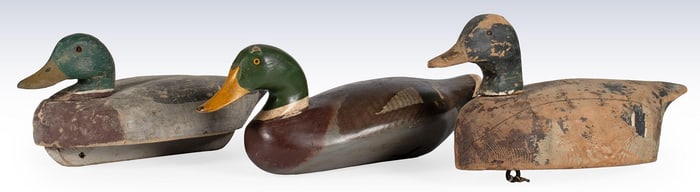 A Group of 3 Painted Mallard Duck Decoys