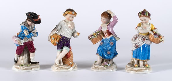A Group of Sitzendorf Porcelain Figural Scluptures