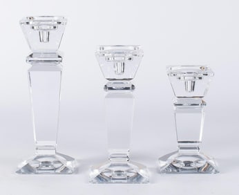 Three Large Crystal Candle Holders