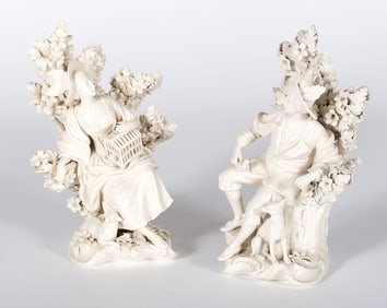 Continental Shepherd and Shepherdess Porcelain Figures