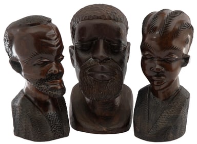 Three African Figural Bust Carvings