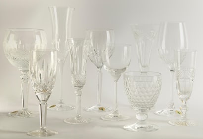 Grouping of Various Waterford and St. Louis Cut Glass Stemware