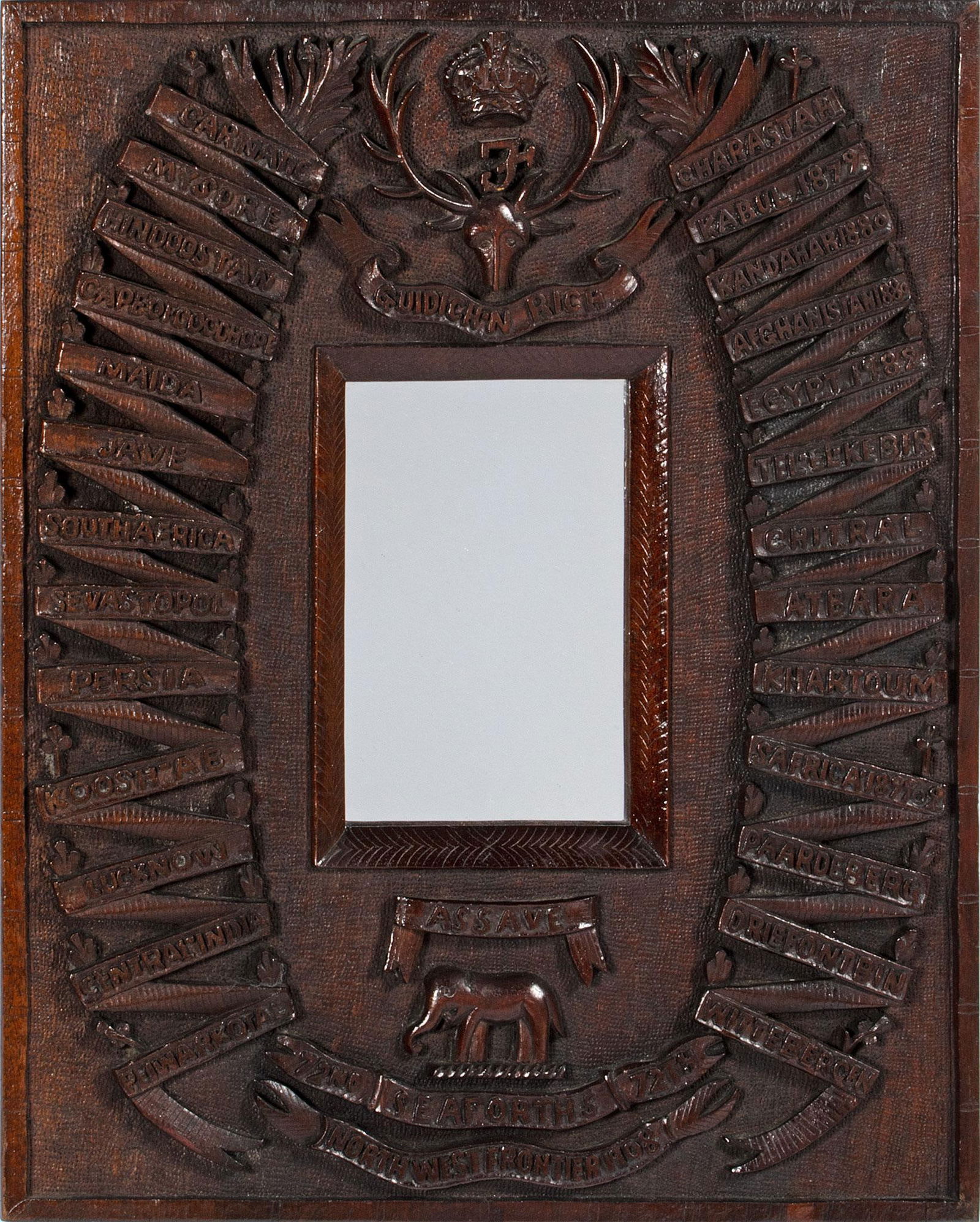 WWI Seaforth Highlanders Carved Mirror (1 of 1)