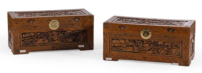 A Pair of Chinese Carved Blanket Chests