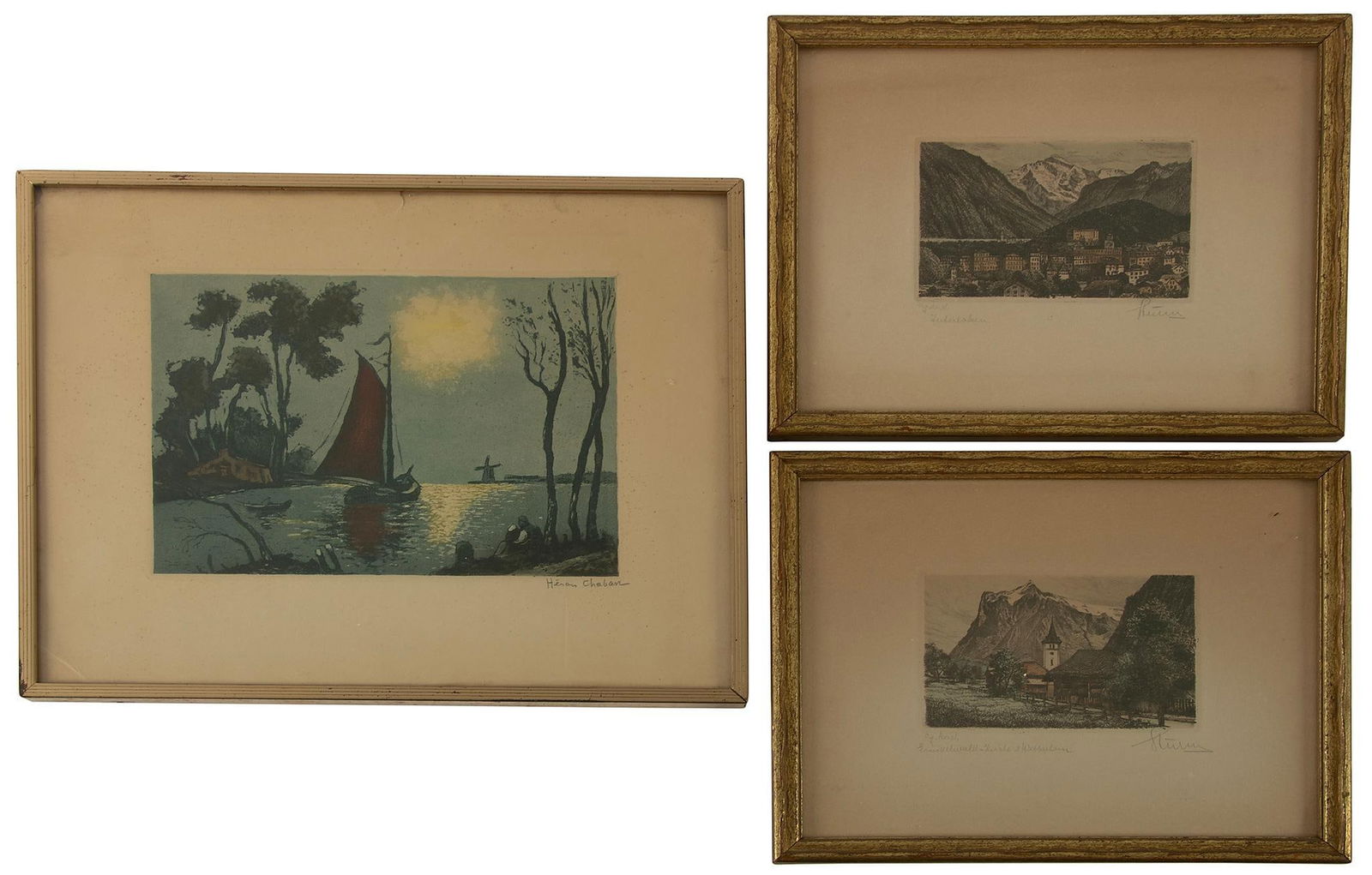 Grouping of 19th Century Continental Colored Etchings (1 of 6)