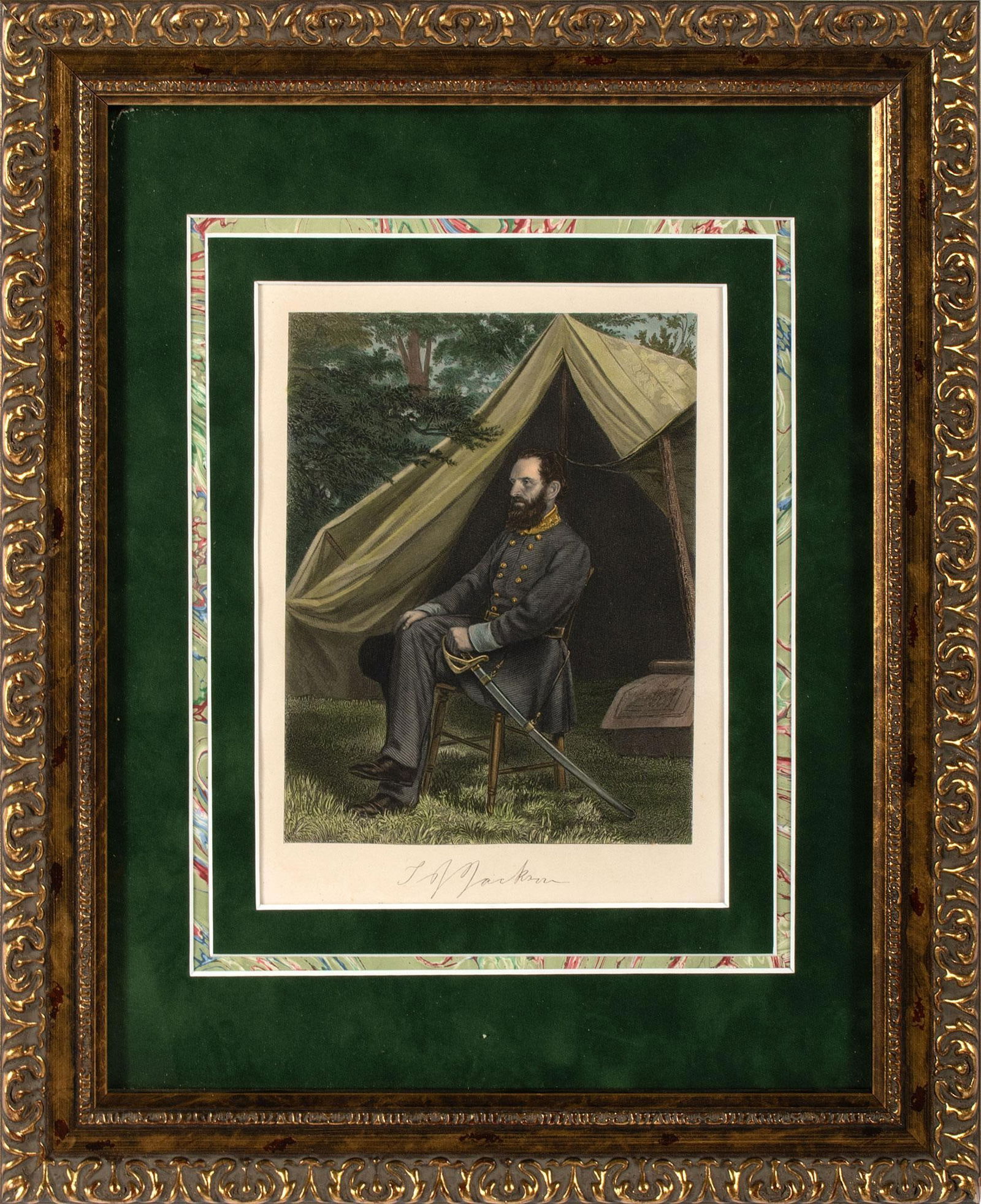 Stonewall Jackson Hand Colored Engraving (1 of 1)