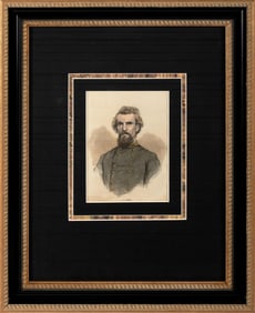 Rare Hand Colored Engraving of Nathan B. Forrest