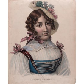 Jules Antoine Vaulthier Portrait Engraving of a Young Lady