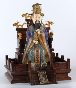 A Chinese Cloisonne Seated Imperial Figure