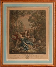 Colored Engraving by Francois Boucher Plus