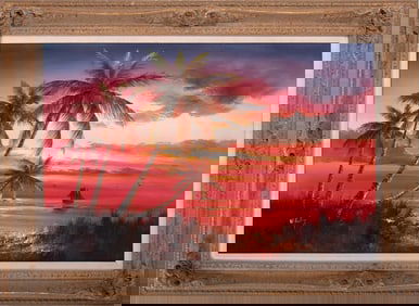 An Acrylic on Canvas Beach Scene by W. Riley