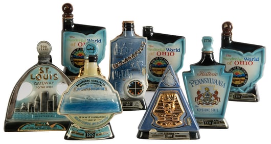 Vintage Jim Beam State Related Porcelain Decanters