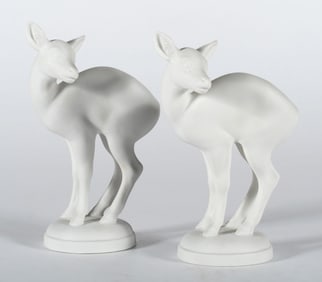 Pair of Royal Copenhagen Bisque Fawns