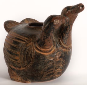 Antique Asian Pottery Kissing Ducks Vase Terracotta