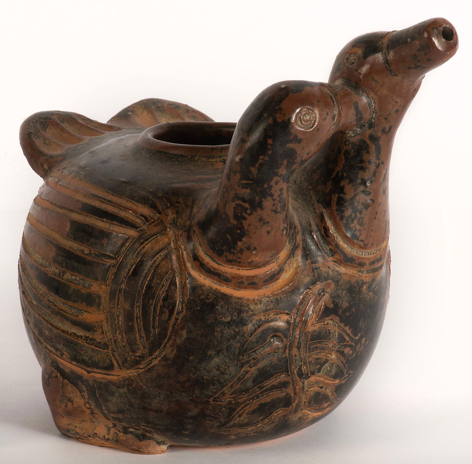 Antique Asian Pottery Kissing Ducks Vase Terracotta (1 of 6)