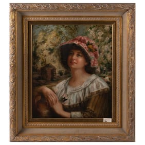 Oil on Canvas Portrait of a Young Woman
