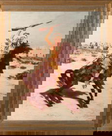 Lithograph After Henry Farny "The Challenge"