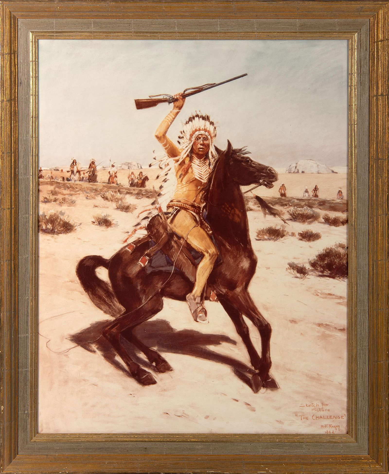 Lithograph After Henry Farny "The Challenge"