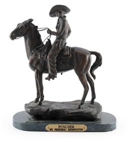 Puncher Bronze Sculpture After Frederic Remington