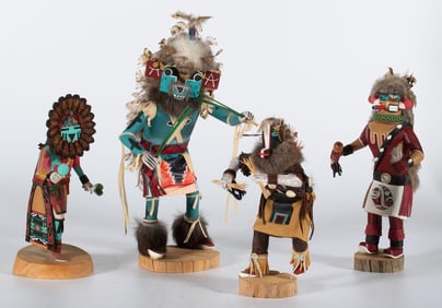 Four Contemporary Artist Signed katchina Dolls