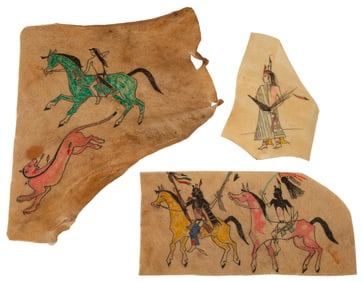 Grouping of Native American Ledger Art Drawings