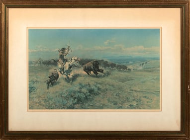 Charles M. Russel "Fighting Meat" Lithograph