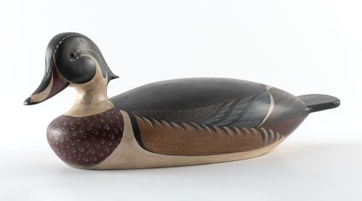 Vintage Carved and Painted Drake Duck Decoy by K.E. Delong