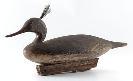 An Early Carved and Painted Red-Breasted Merganser Hen Decoy
