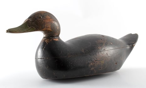 Hollow Carved Mason Black Duck Decoy
