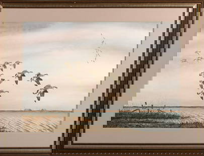 Bob Gillespie Canadian Geese Lithograph: Geese #2 Lithograph on Paper Signed l.r. and dated 1976 23 x 33 inches (sight) 33 x 43 inches (frame) Overall good condition.